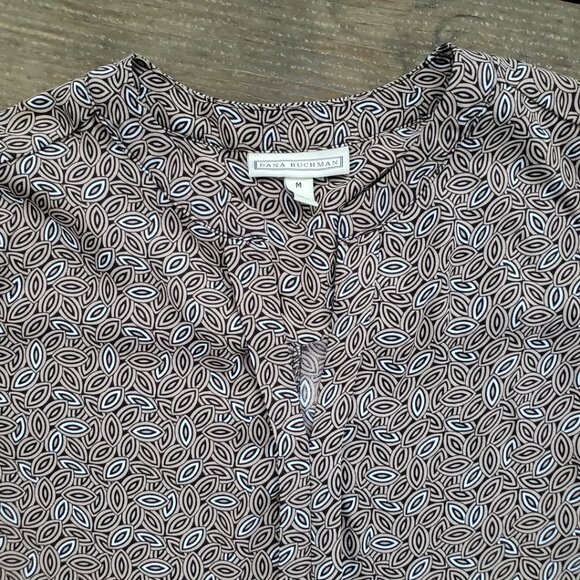 Dana Buchman Henley Blouse Geometric Print Tunic Top Medium - Picture 4 of 8